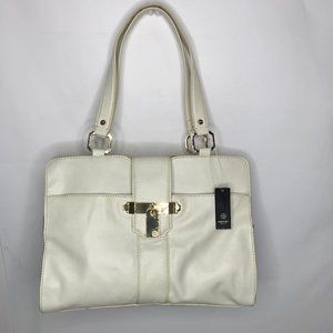 Monet Woman’s Purse Triple Compartment Tote Shoulder Bag (Bone)Ivory & Black